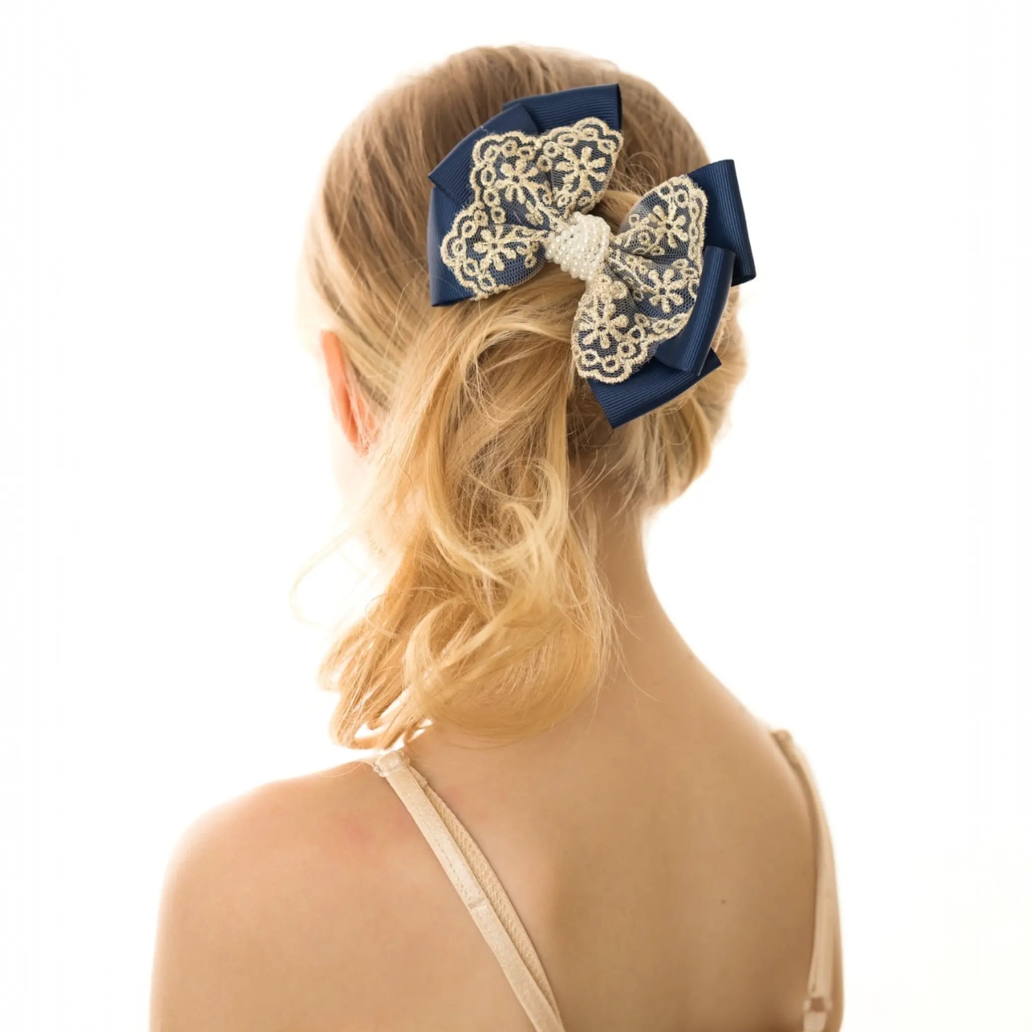 Oversized bow with gold lace and pearls Cute Cute