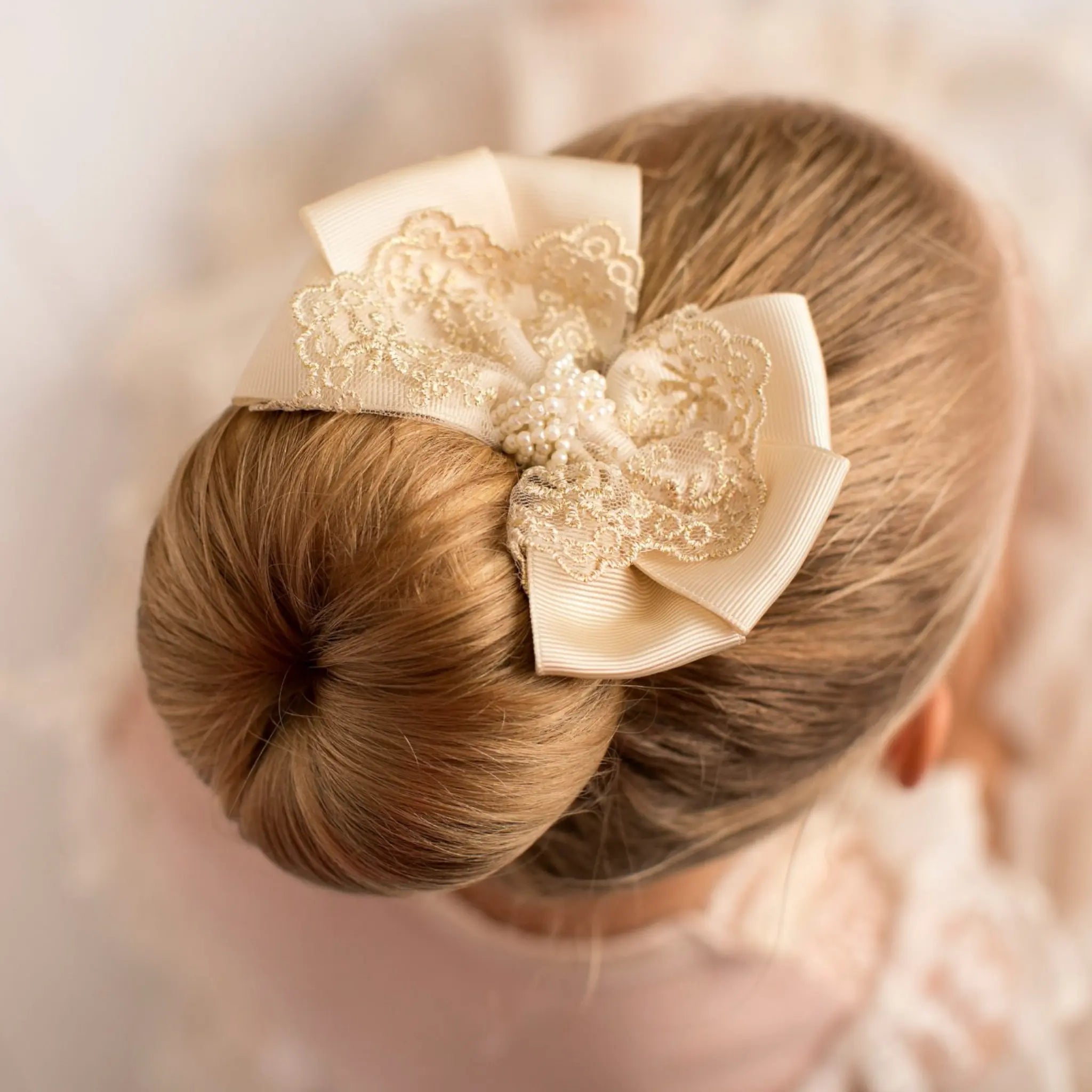 Oversized bow with gold lace and pearls Cute Cute