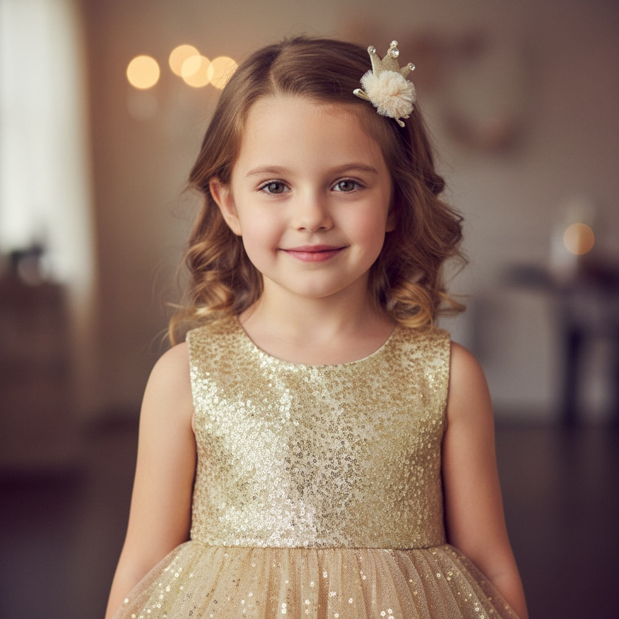 Shimmery crown on a tulle ball