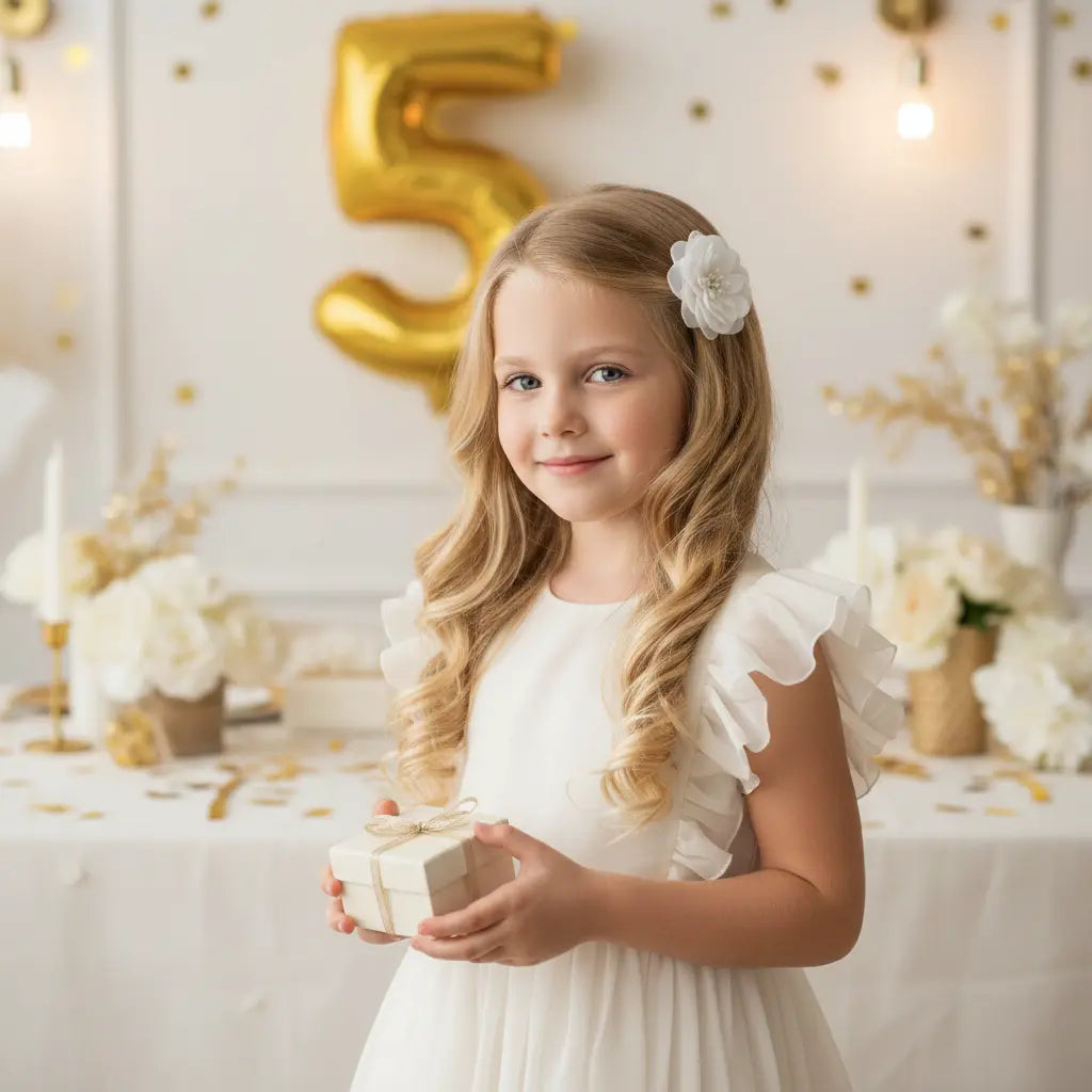 Chiffon off white flower with pearls Cute Cute