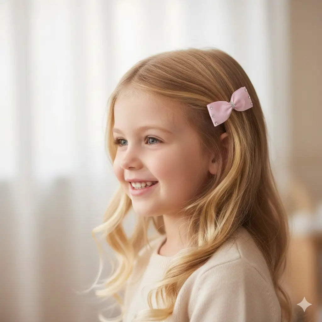 Small single bow with silver middle and Swarovski crystals Cute Cute