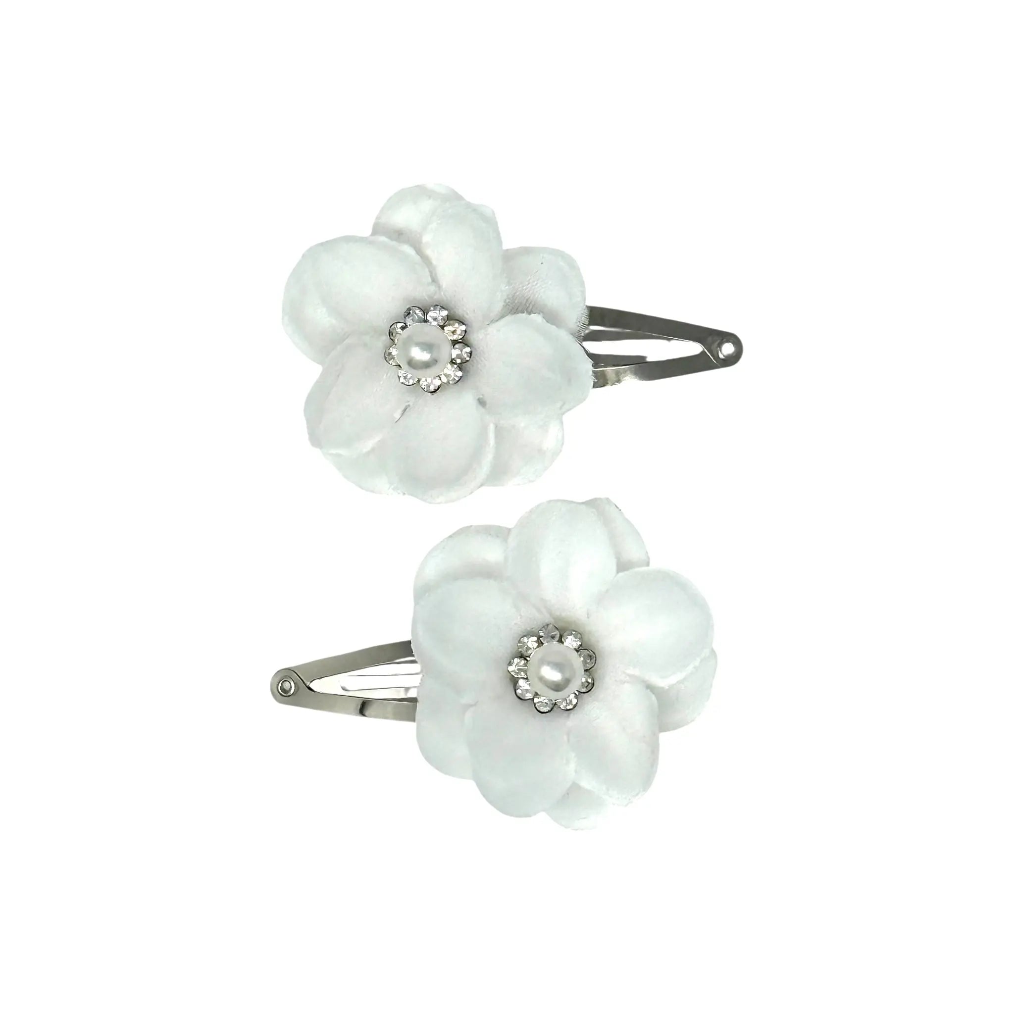 White flowers on a snap clips Cute Cute