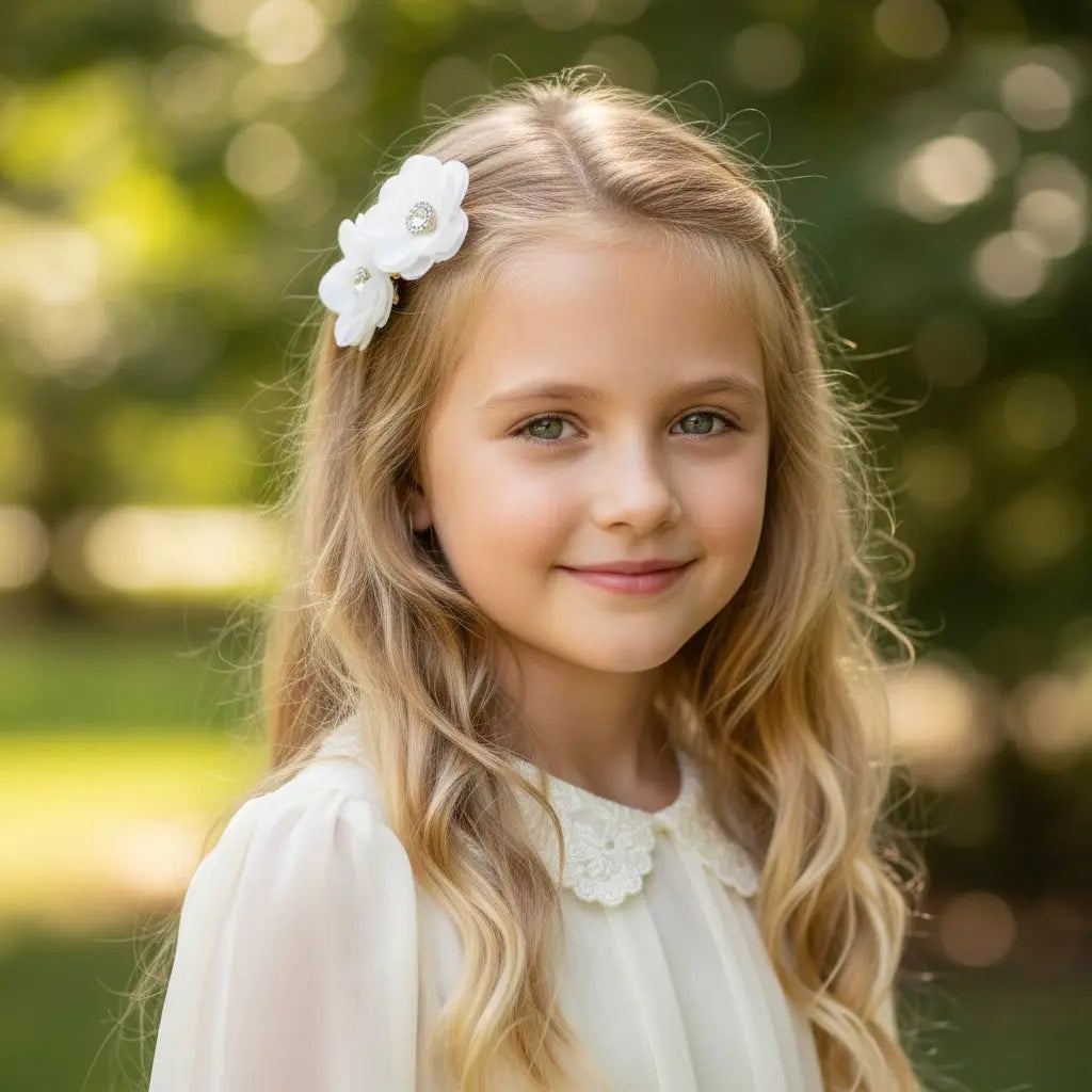 Ivory flowers on a snap clips Cute Cute