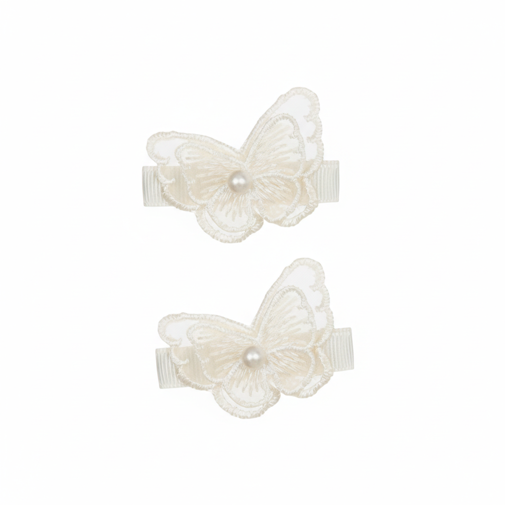 Set of two lace butterflies on clips