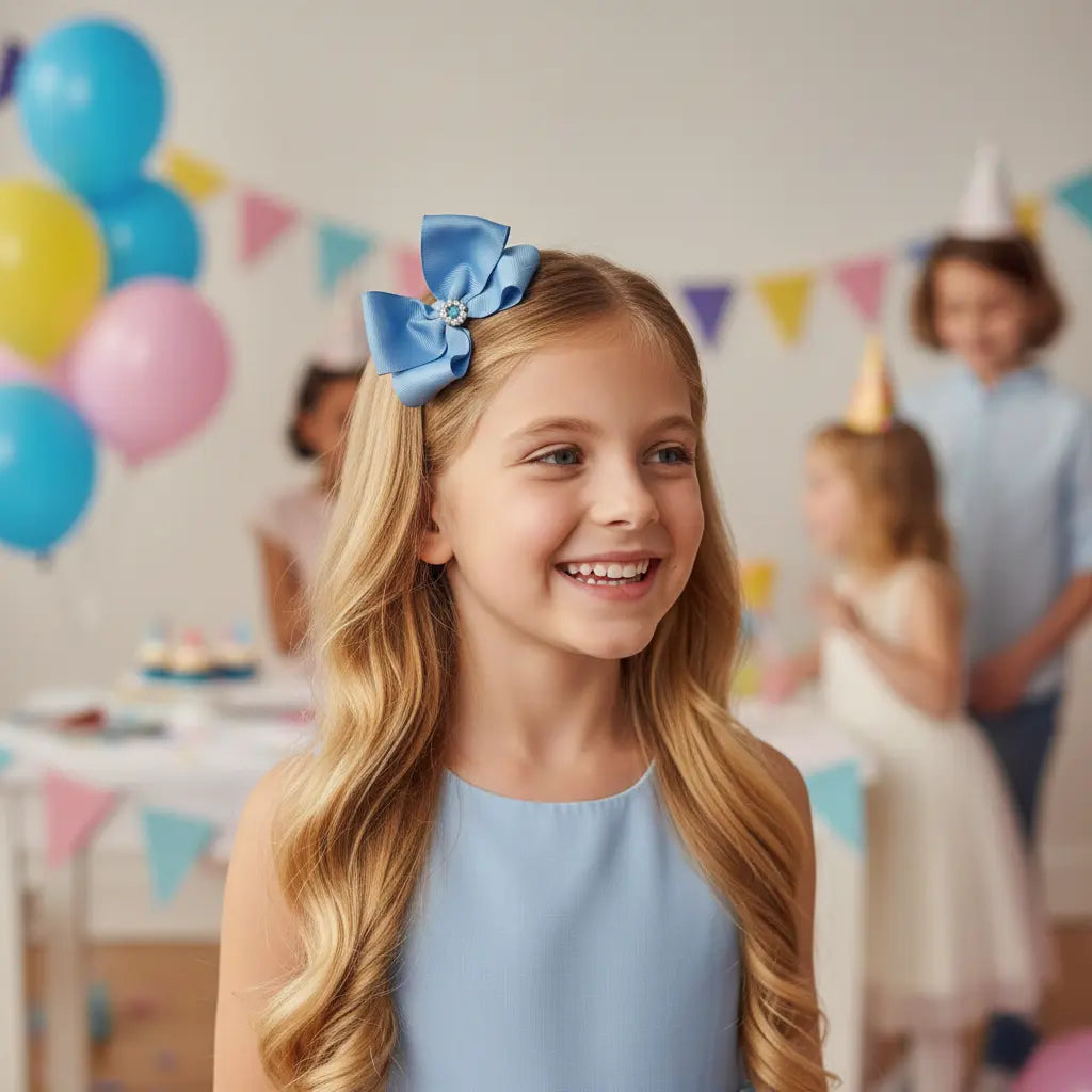 Large double bow with rhinestone on a clip Cute Cute