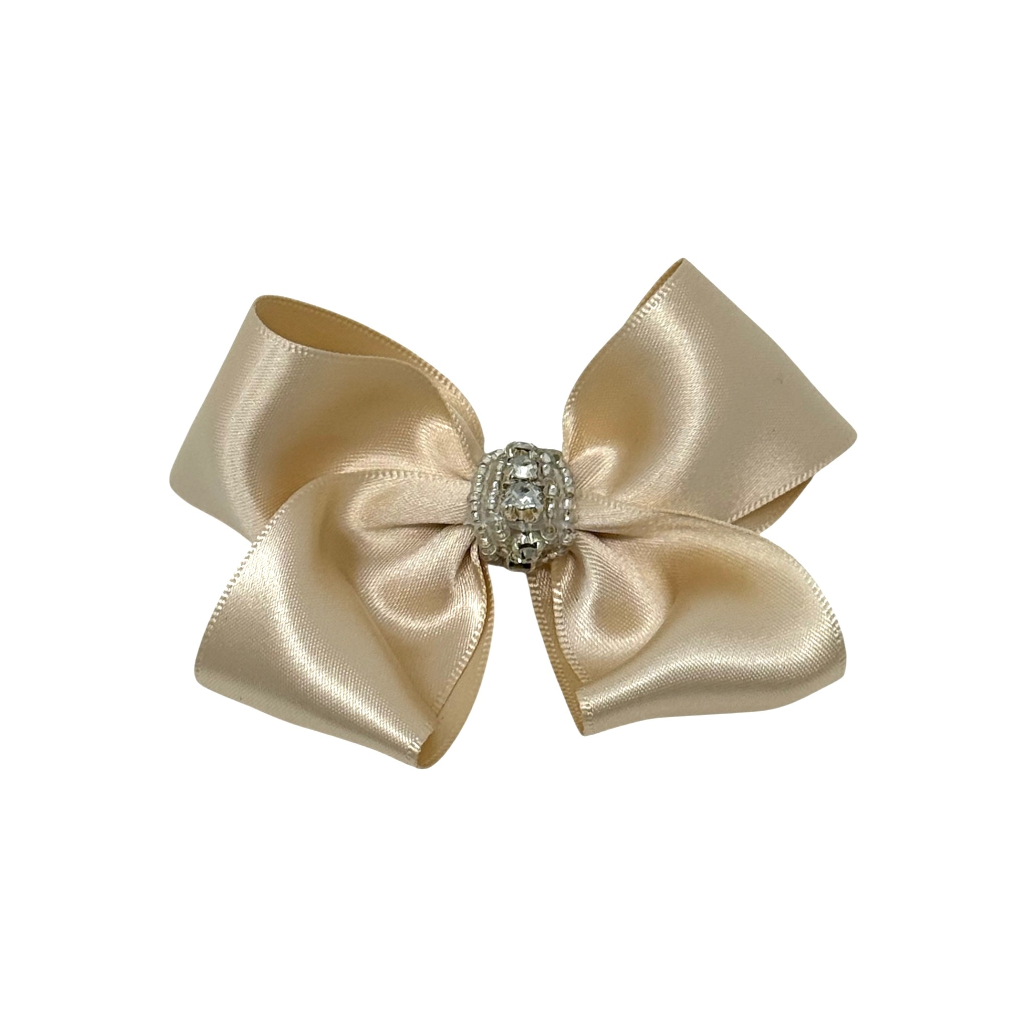 Large double satin bow with diamante rhinestones