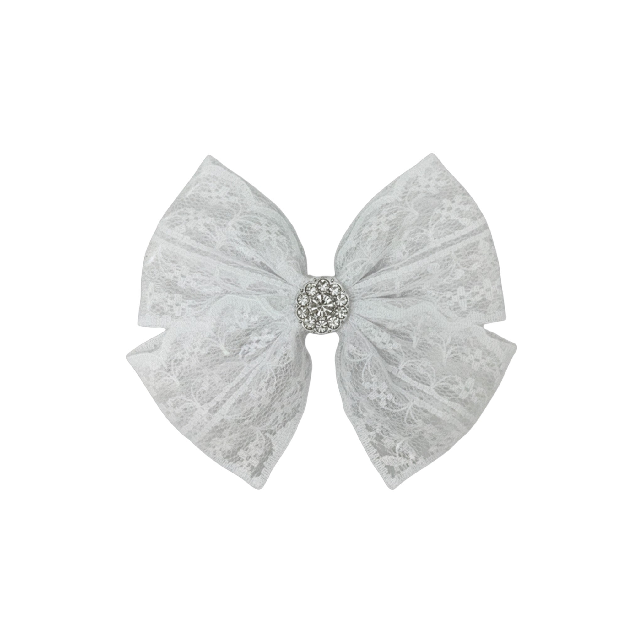 Lace double bow with rhinestone on a clip