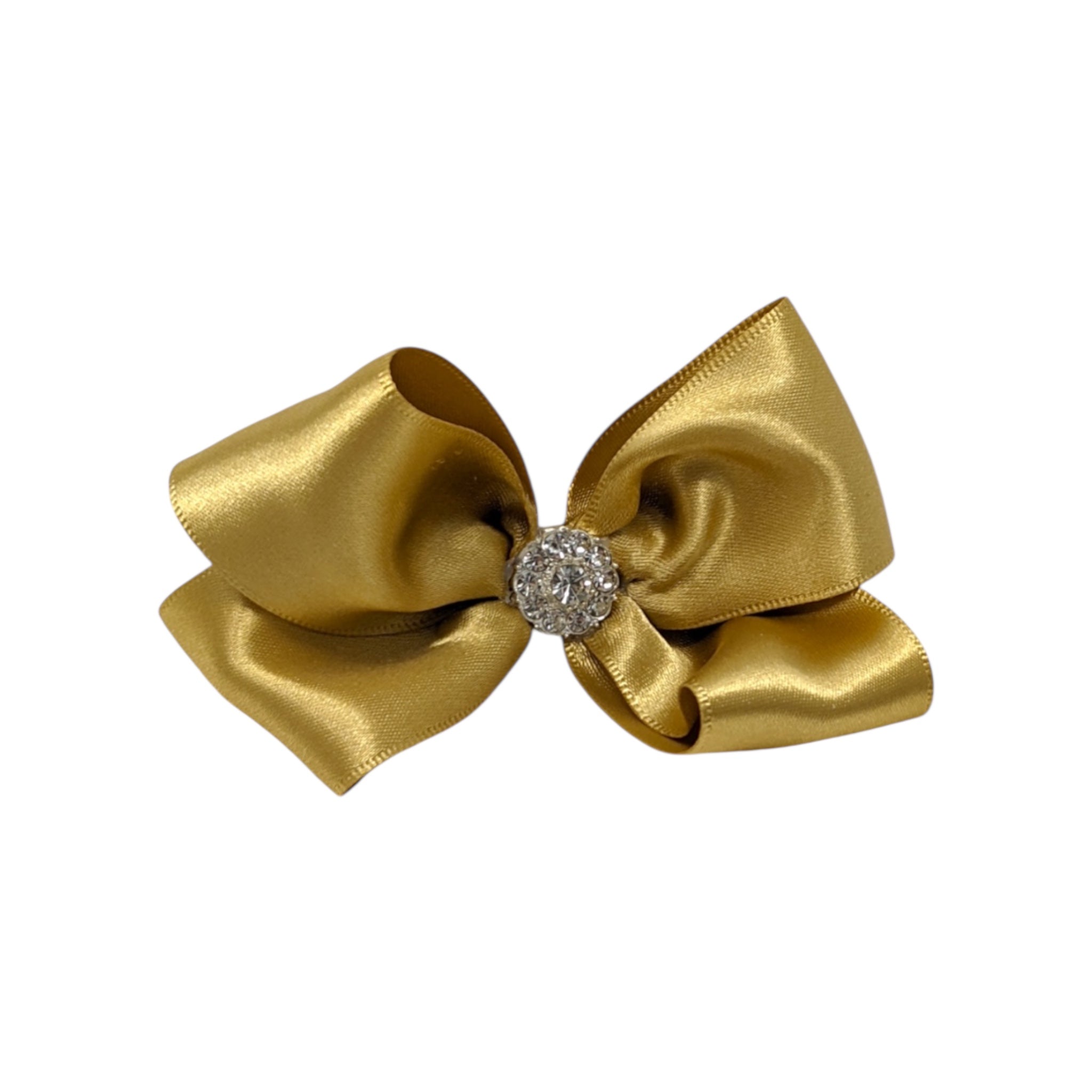 Large double satin bow with a rhinestone