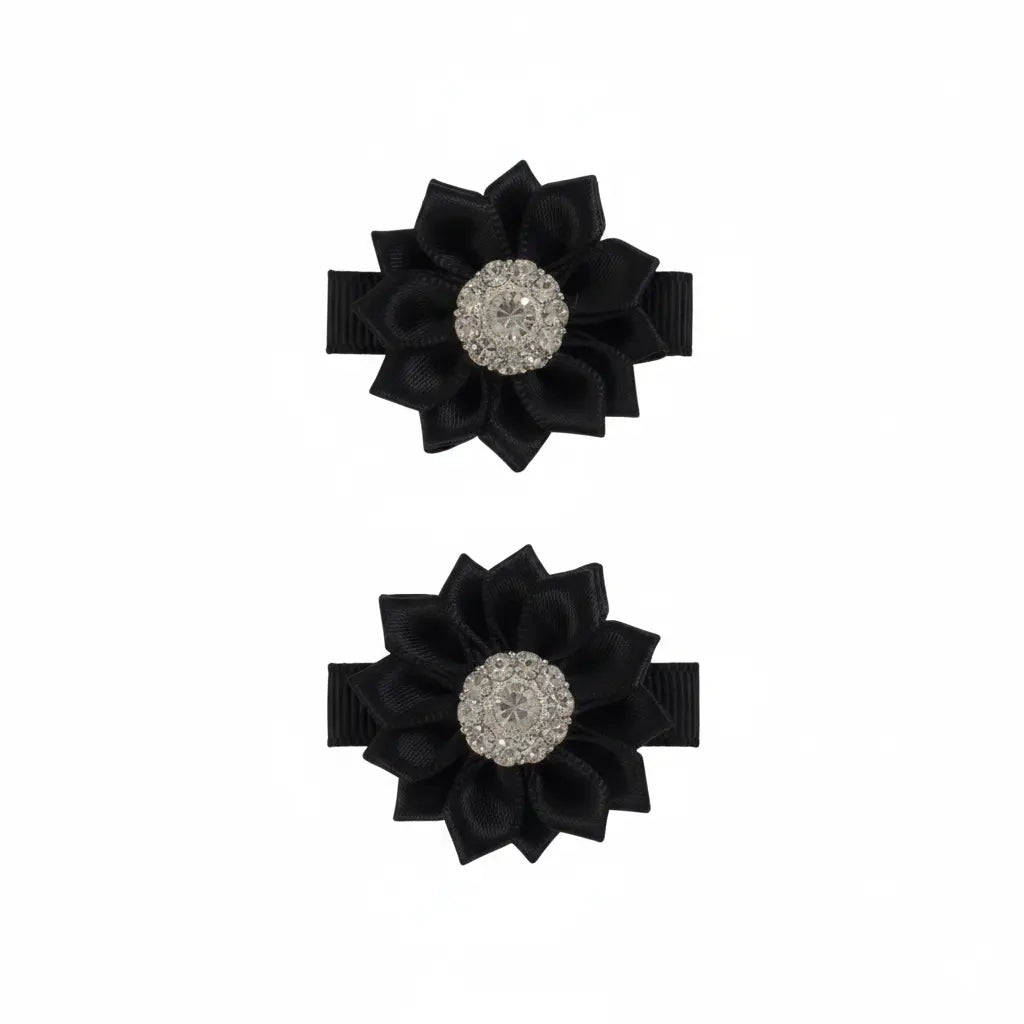 Pair of satin rosettes with rhinestones Cute Cute