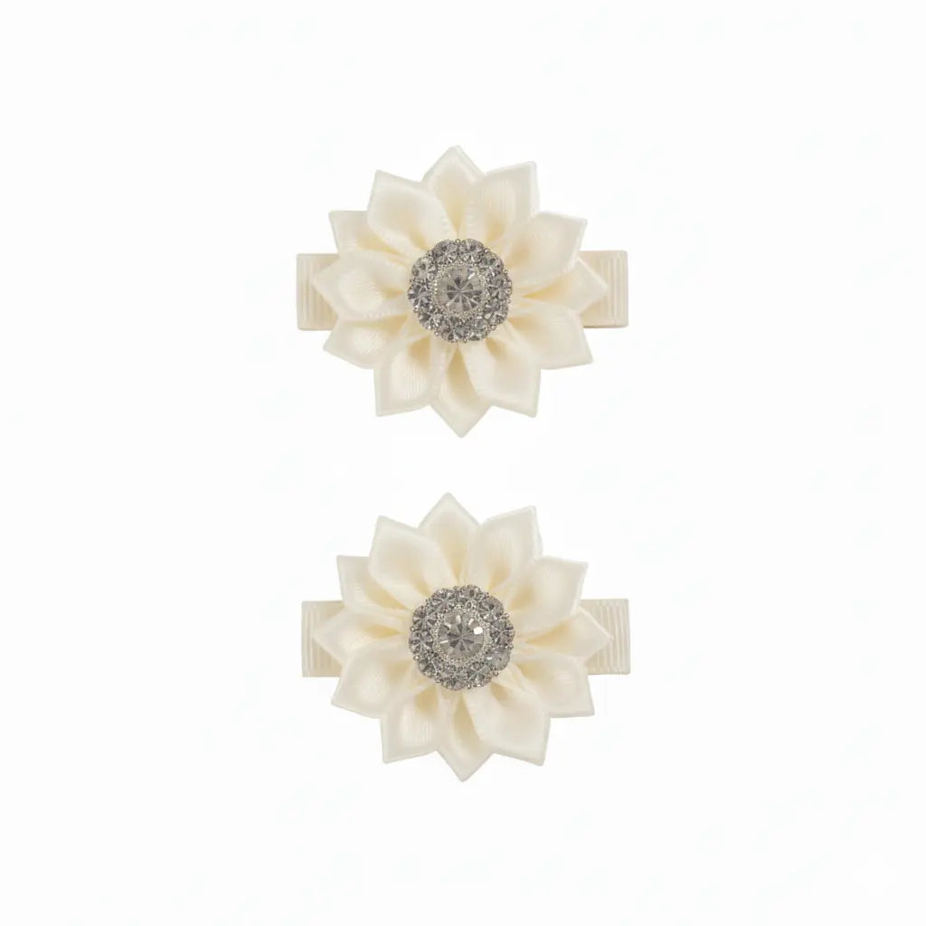 Pair of satin rosettes with rhinestones Cute Cute