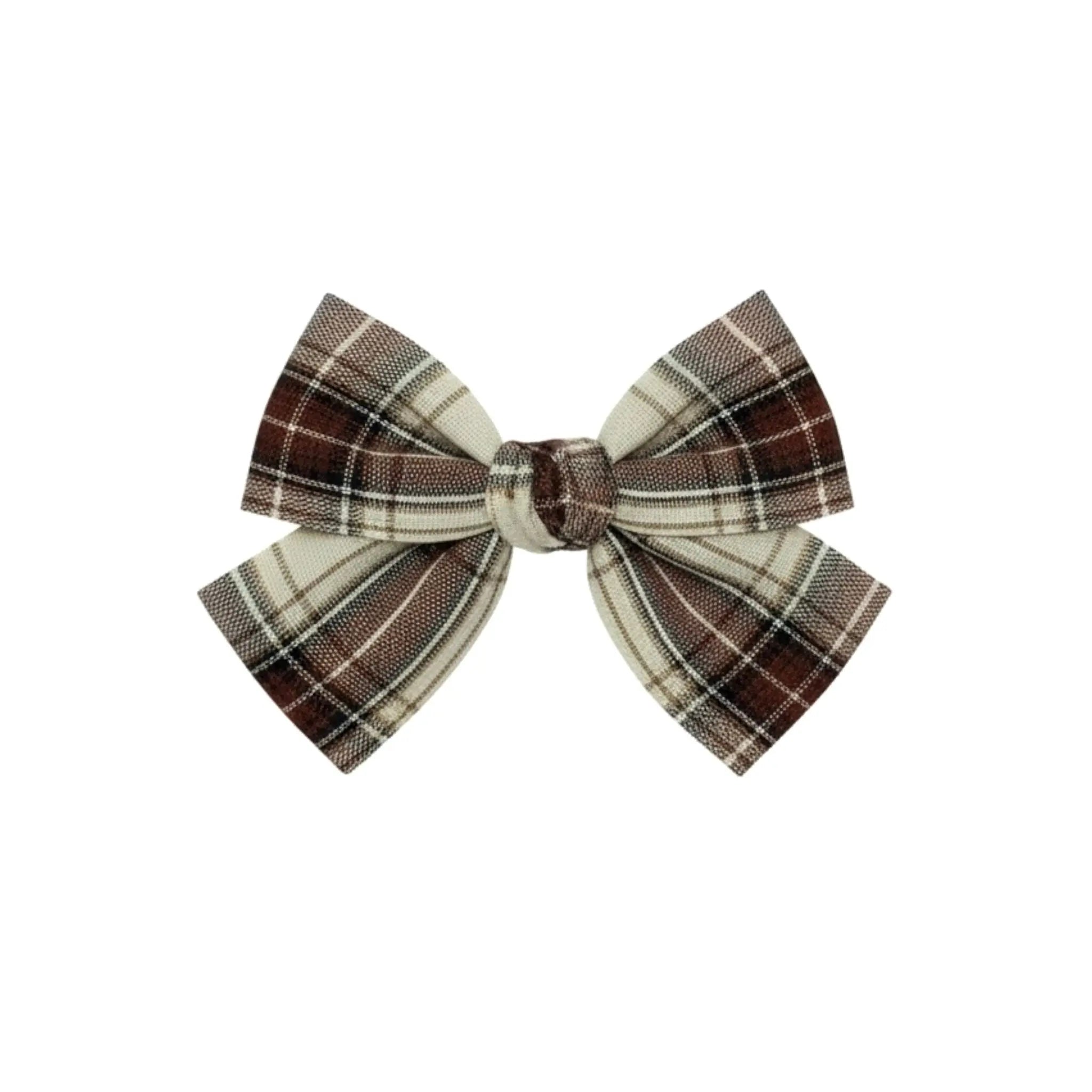 Brown checked fabric bow Cute Cute