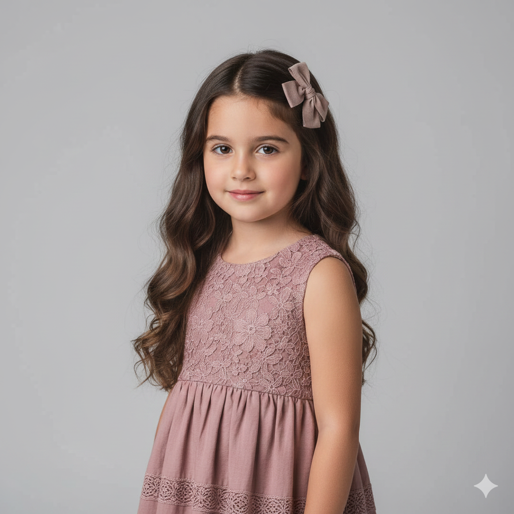 Dusky pink floral fabric bow