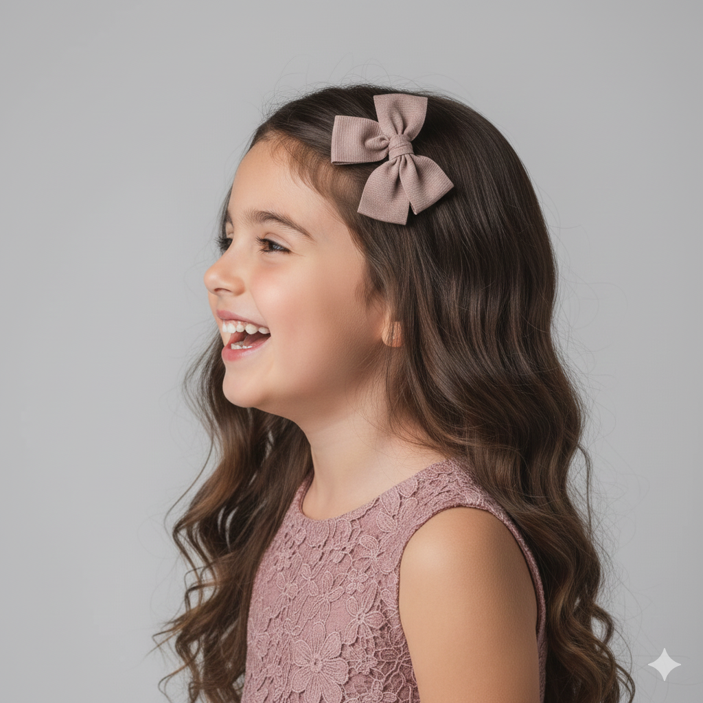 Dusky pink floral fabric bow