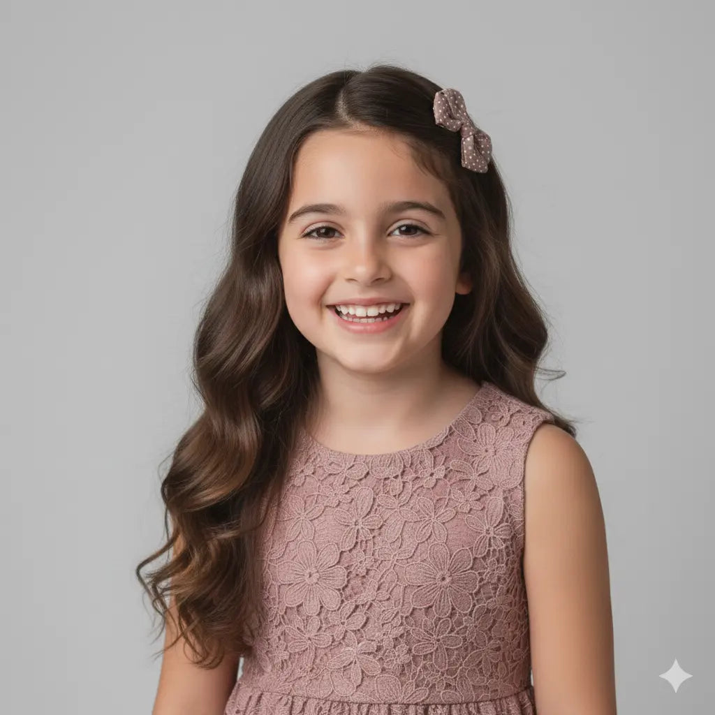 Polka dot dusky pink bow fabric bow Cute Cute