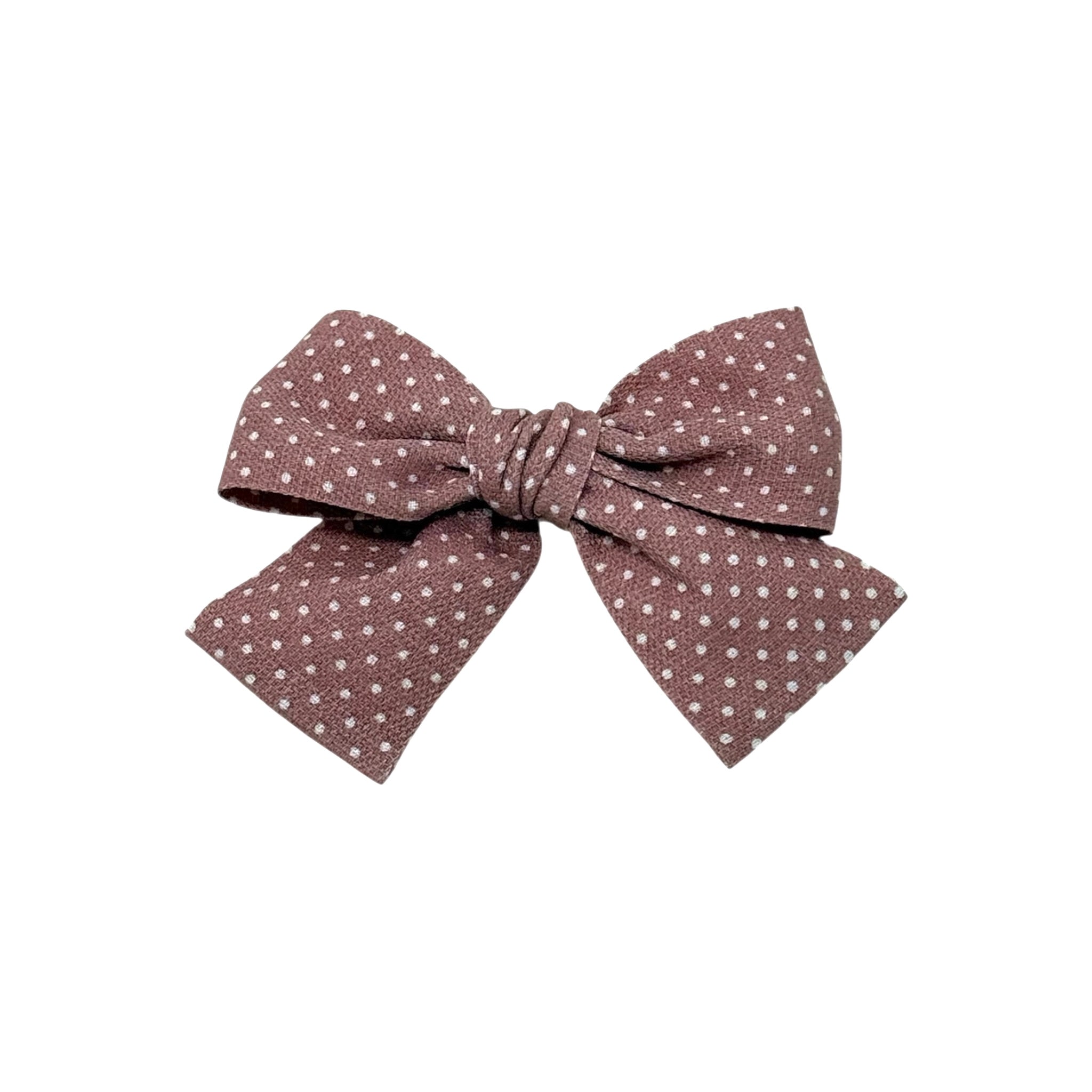 Polka dot dusky pink bow fabric bow