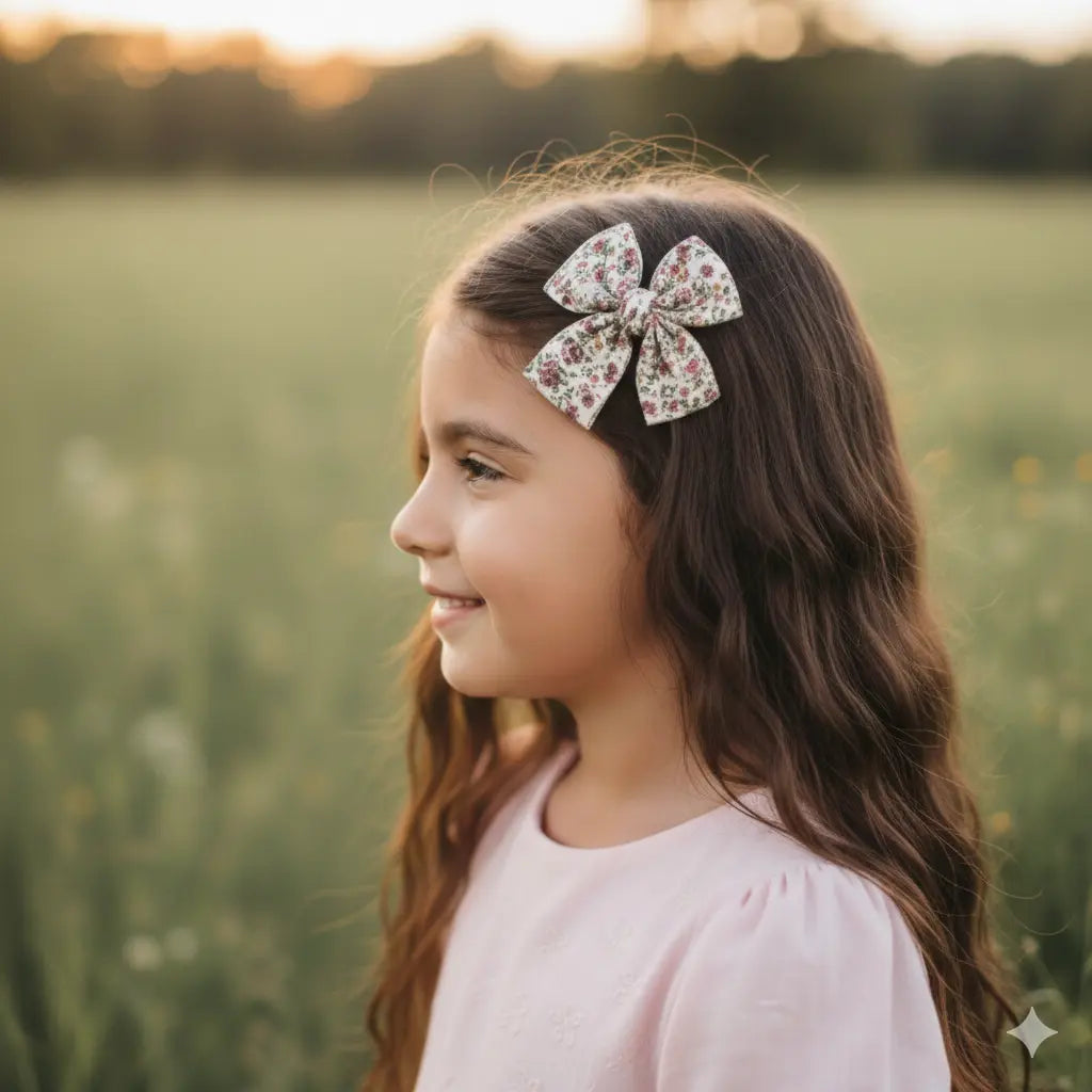 Floral multicolour bow fabric bow Cute Cute