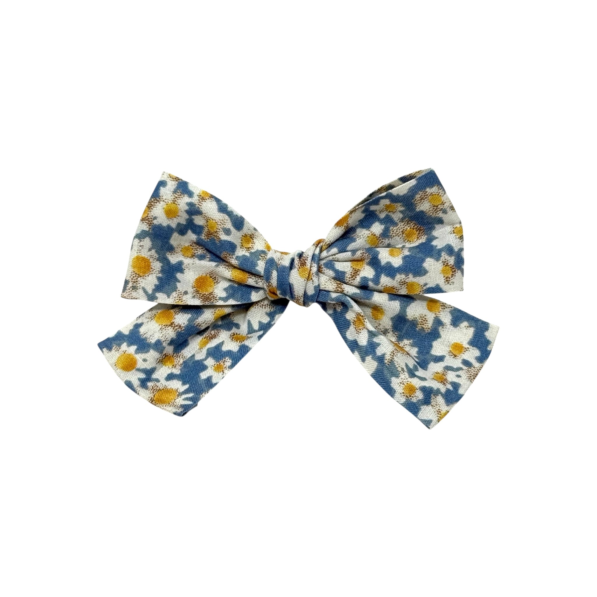 Blue floral bow fabric bow
