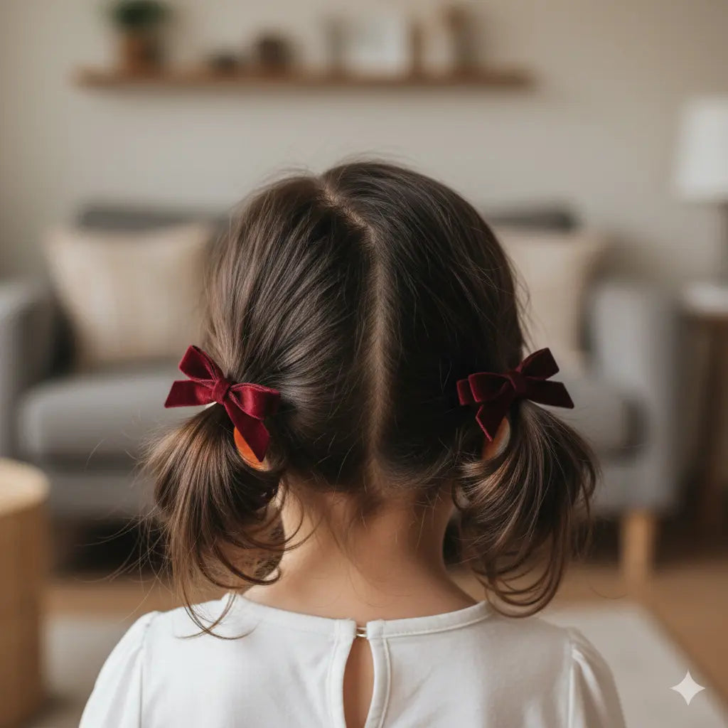 Set of two small velvet bows on clips Cute Cute