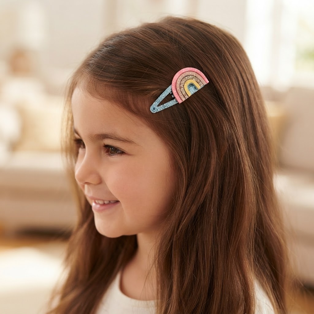 Set of two colourfull rainbows on snap clips