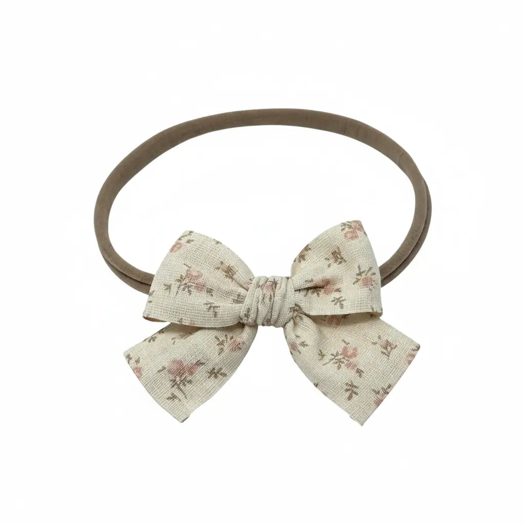 Pink floral bow fabric bow on a headband Cute Cute