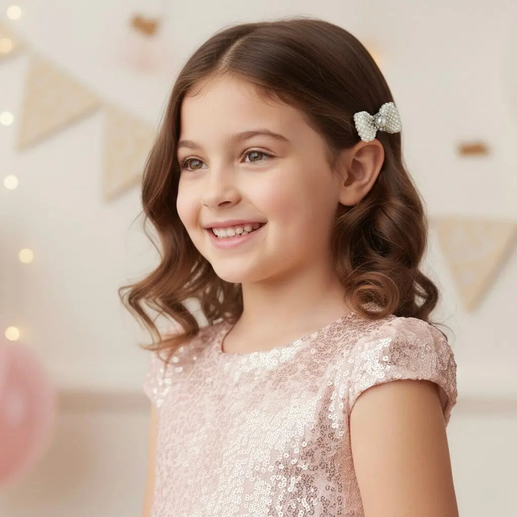 Pearl bow with rhinestone on a clip Cute Cute