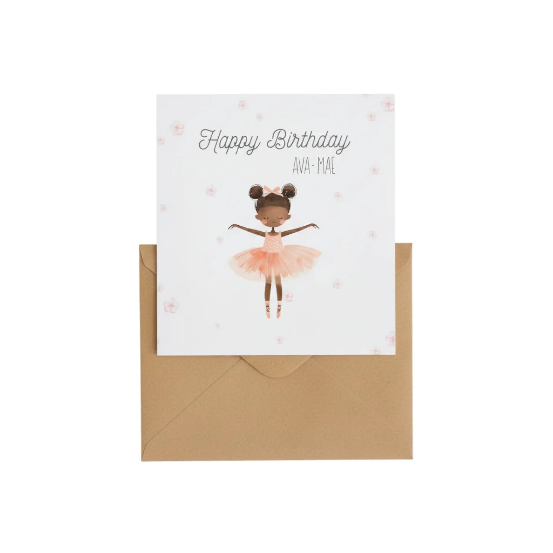 Personalised Birthday card with Peach Balerina Cute Cute