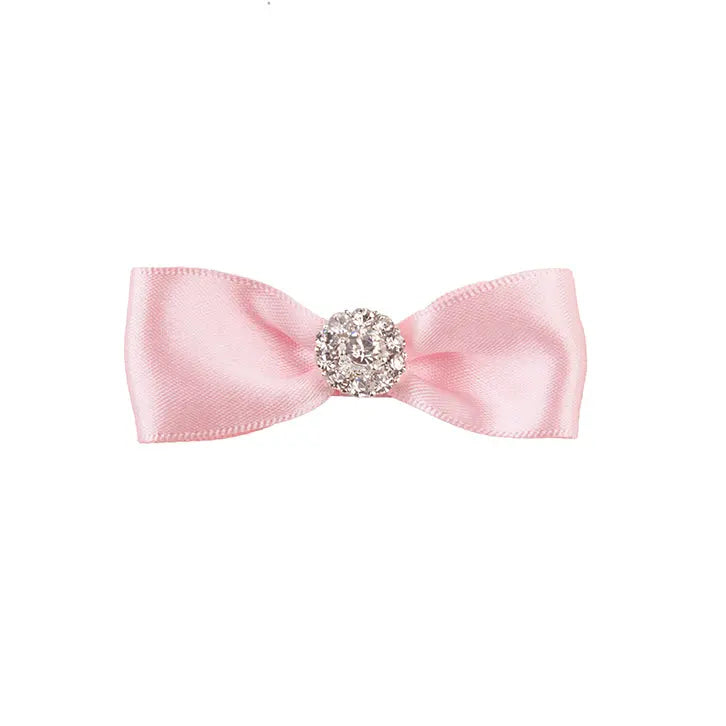 Satin bow decorated with rhinestone on a clip Cute Cute