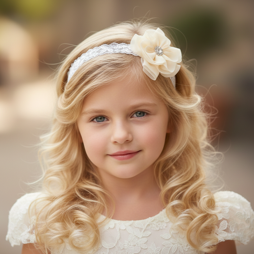 Ivory flower on soft lace