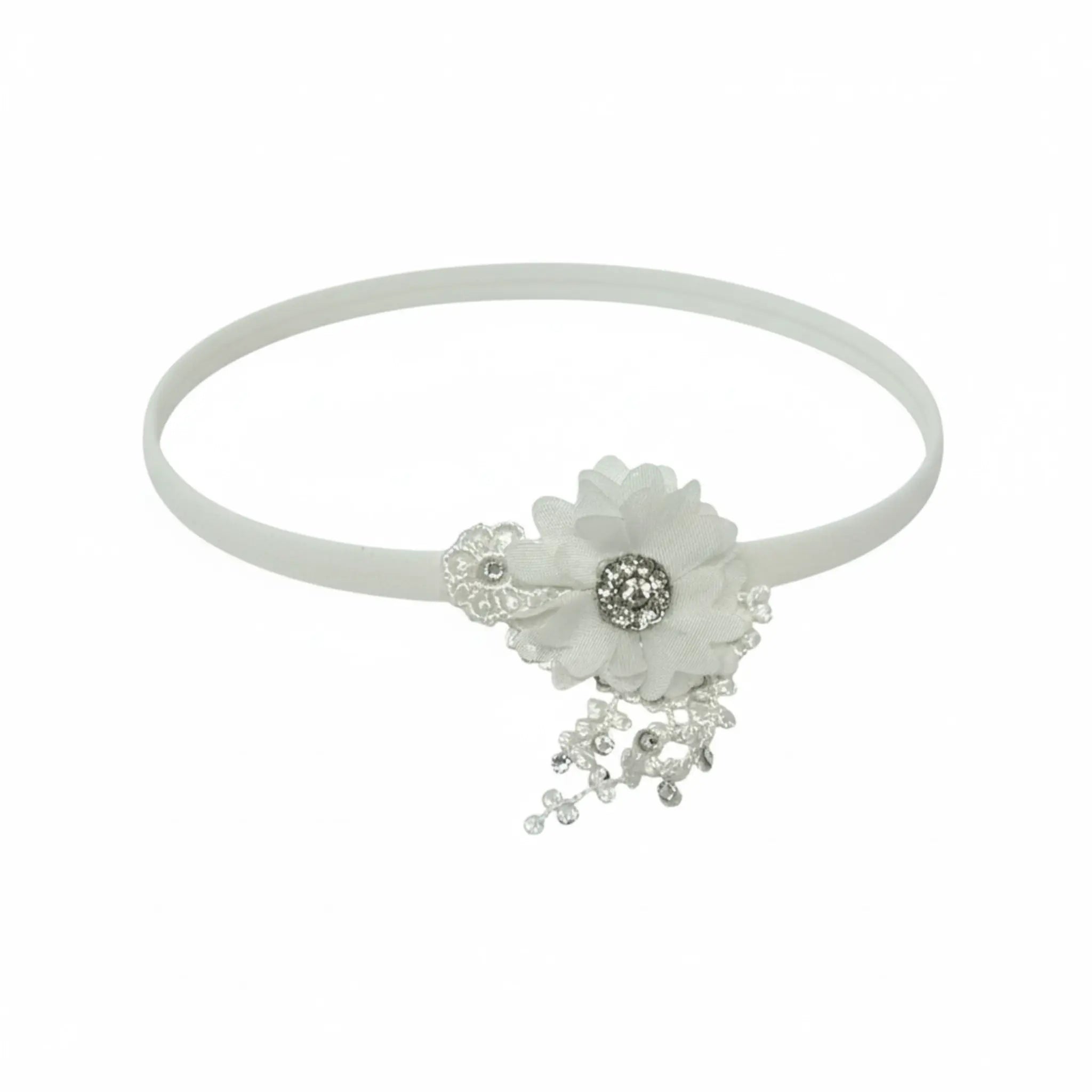 Off white lace flower with rhinestone and Swarovski diamante Cute Cute