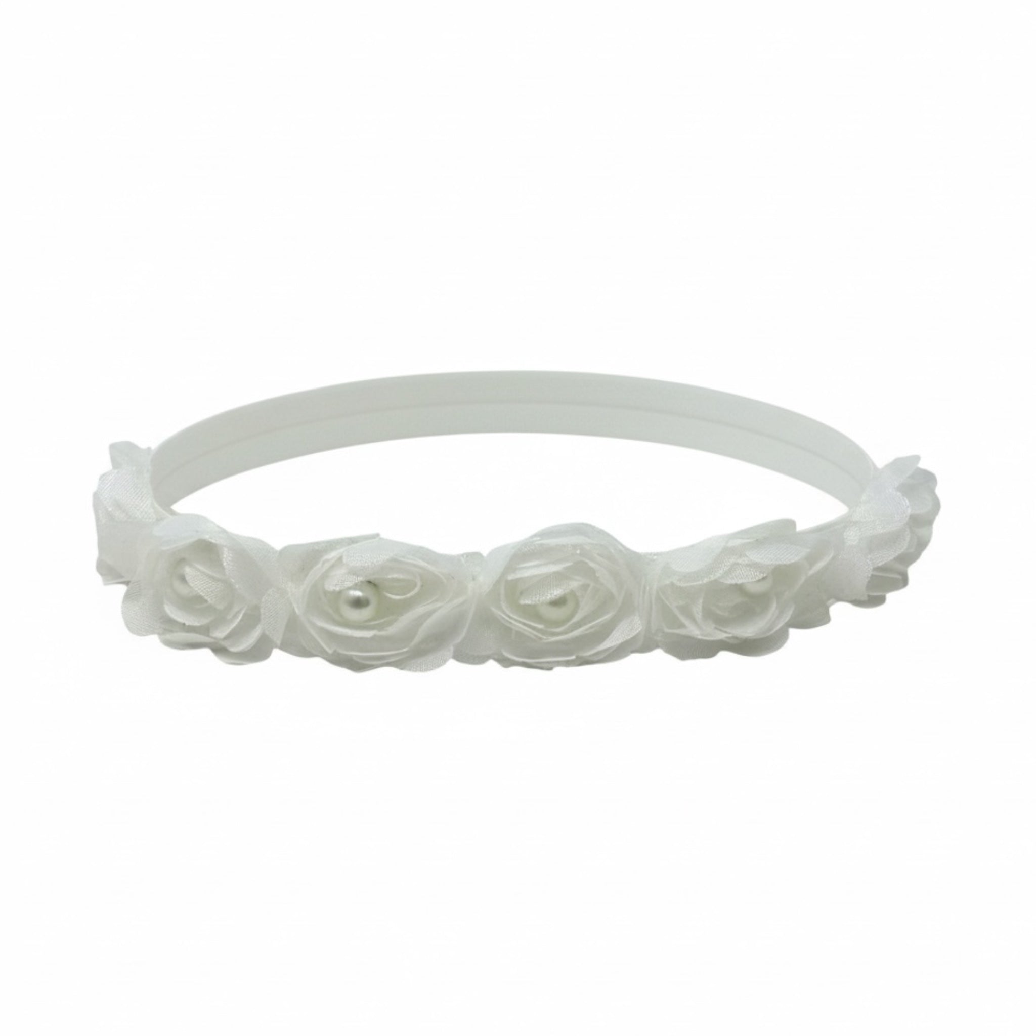 Off white chiffon floral trim with pearls