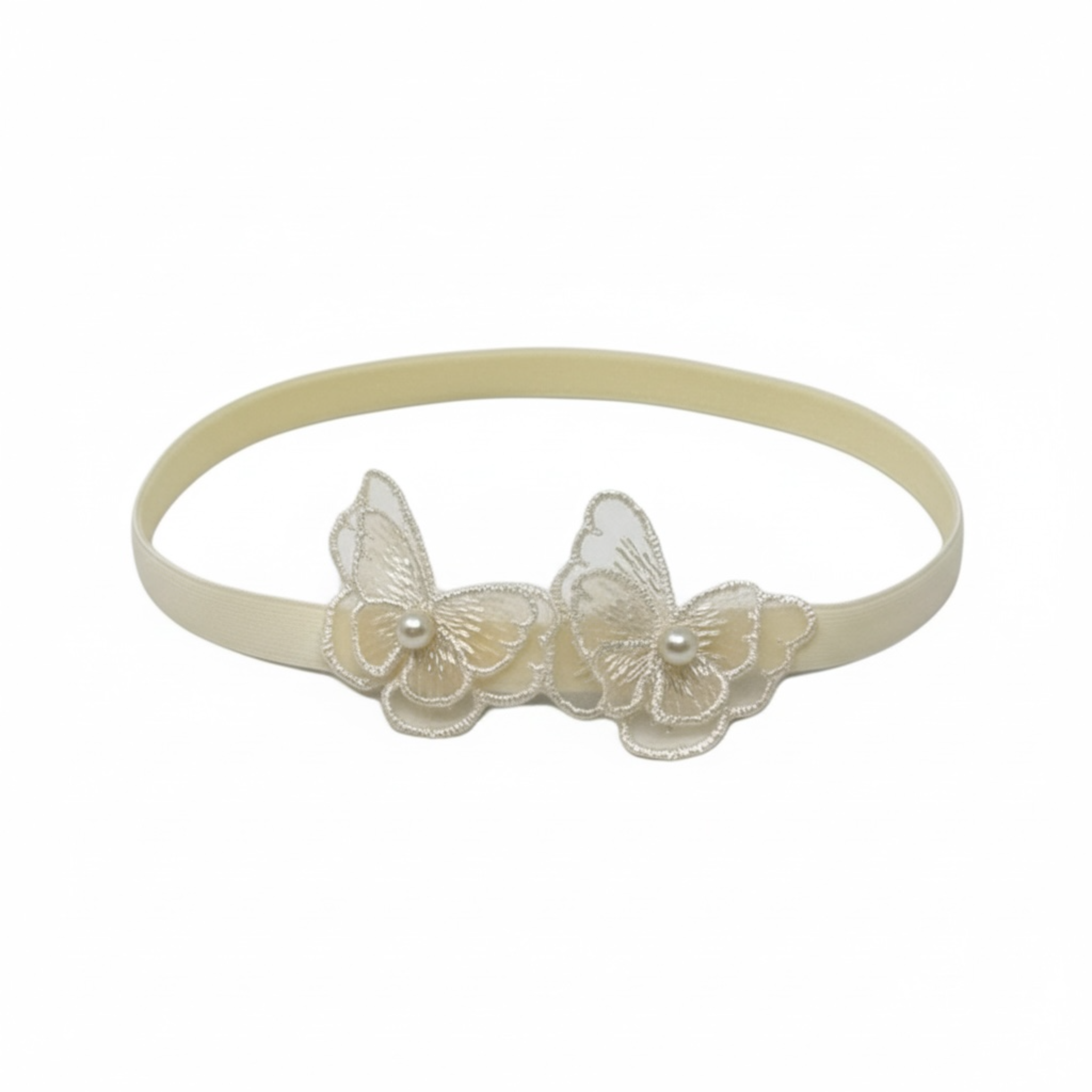 Elegant Ivory Lace Butterfly Headband