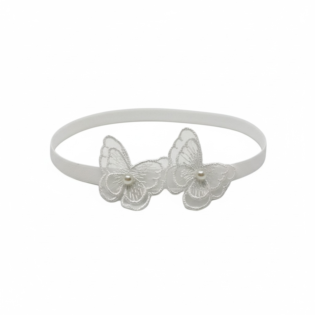Elegant off white lace butterfly headband