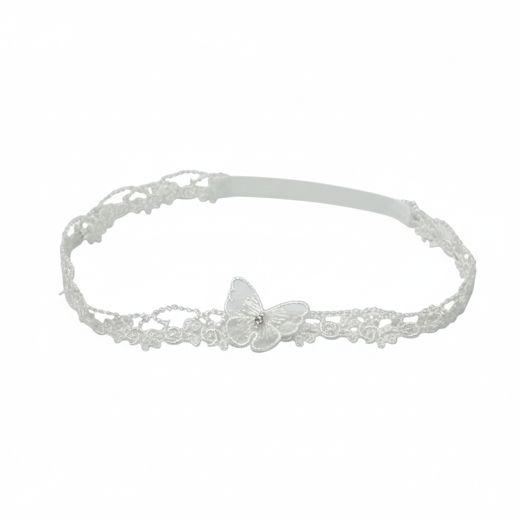 Delicate lace decorated with diamante and butterfly