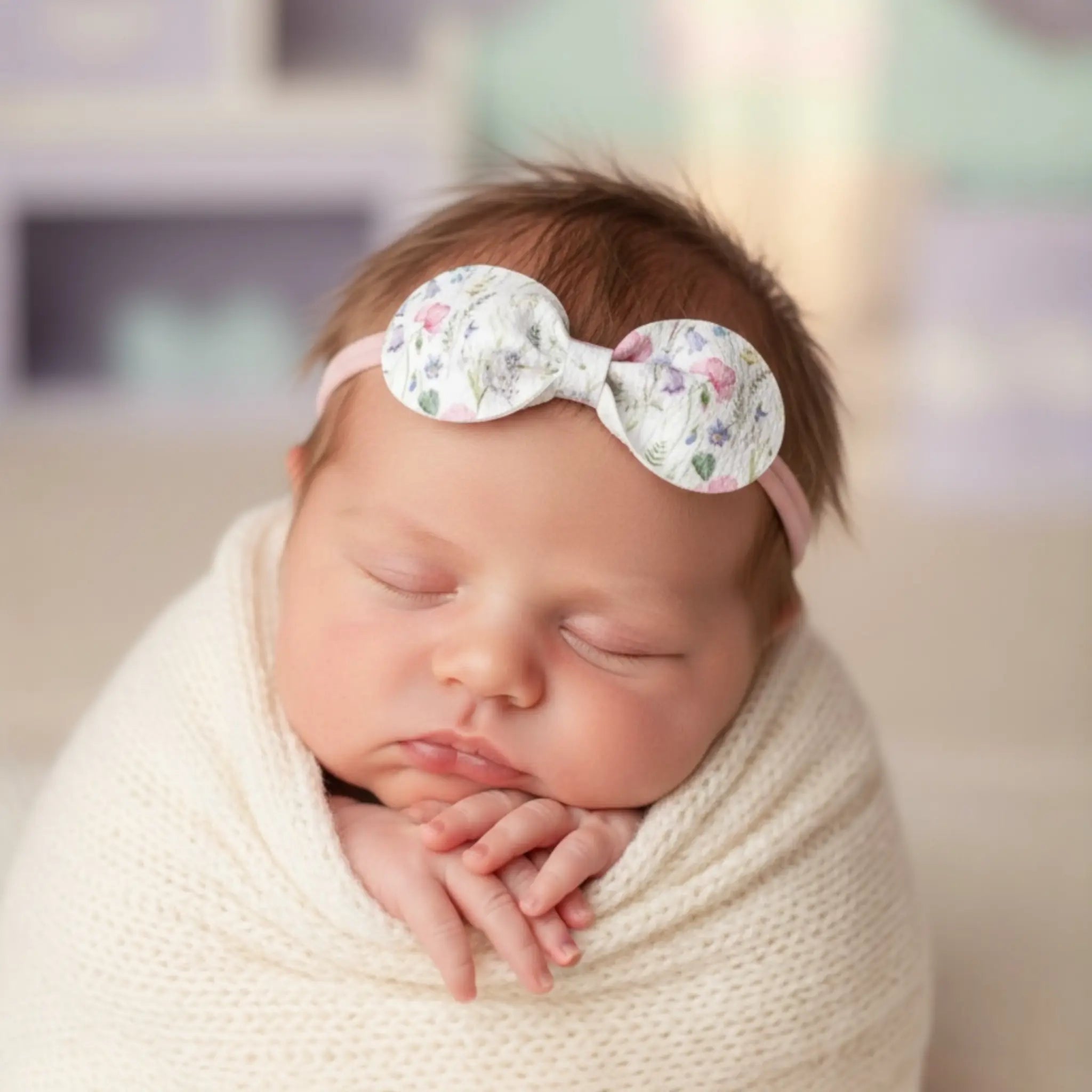 Floral leatherette bow on a headband Cute Cute
