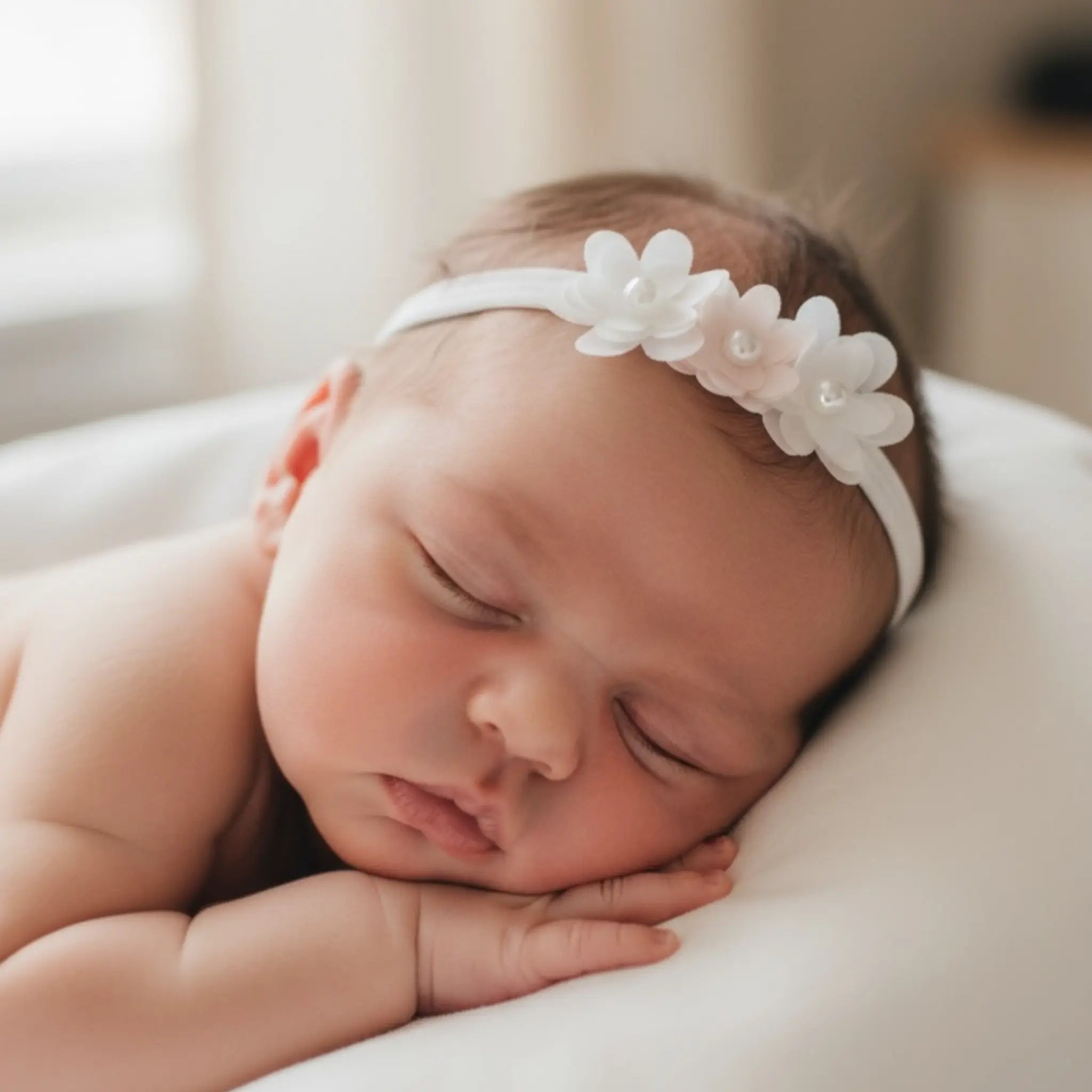 Three chiffon flowers with pearls Cute Cute