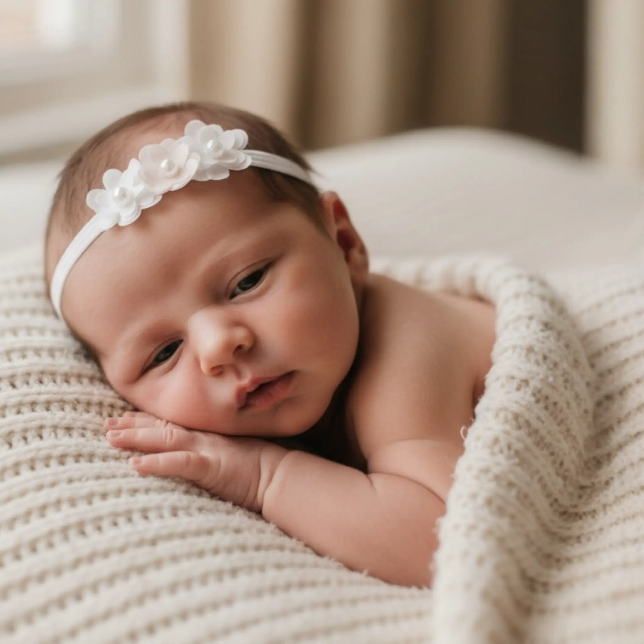 Three chiffon flowers with pearls Cute Cute
