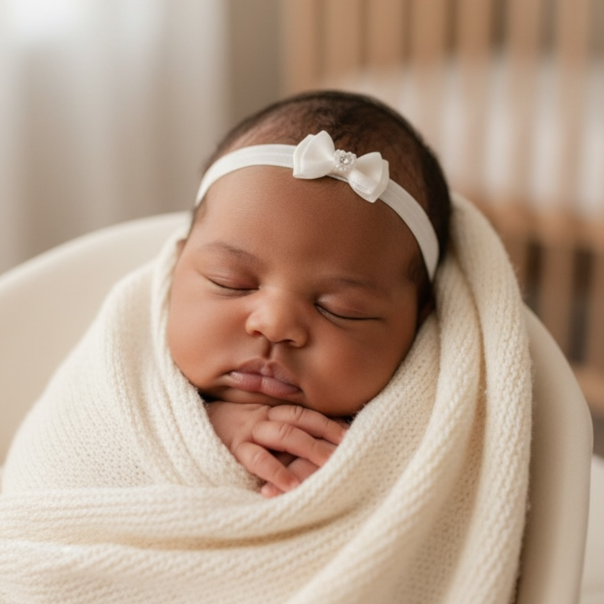 Chiffon bow with pearl heart