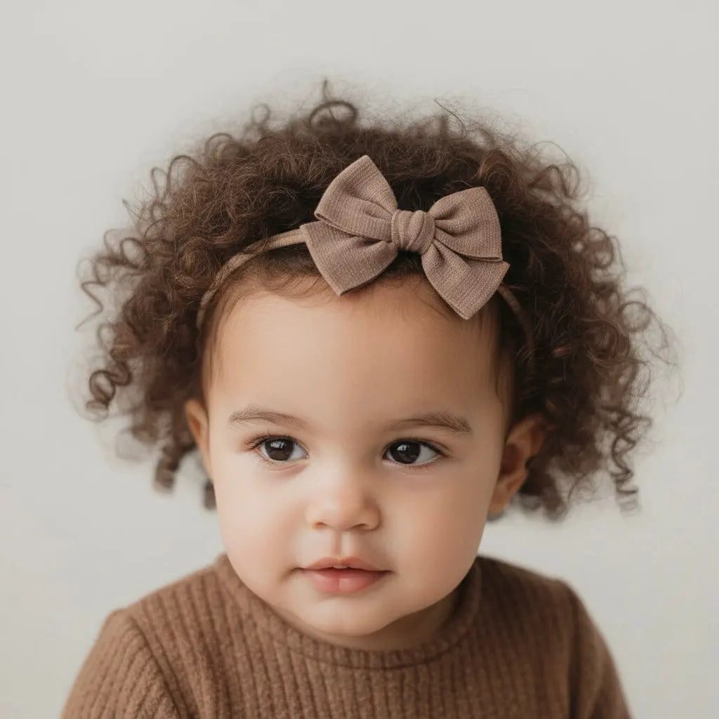 Brown fabric bow on a headband Cute Cute