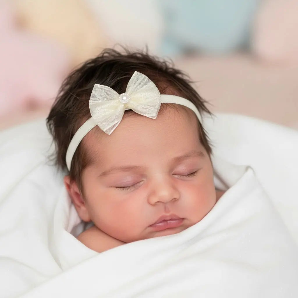 Ivory bow with pearl on a headband Cute Cute