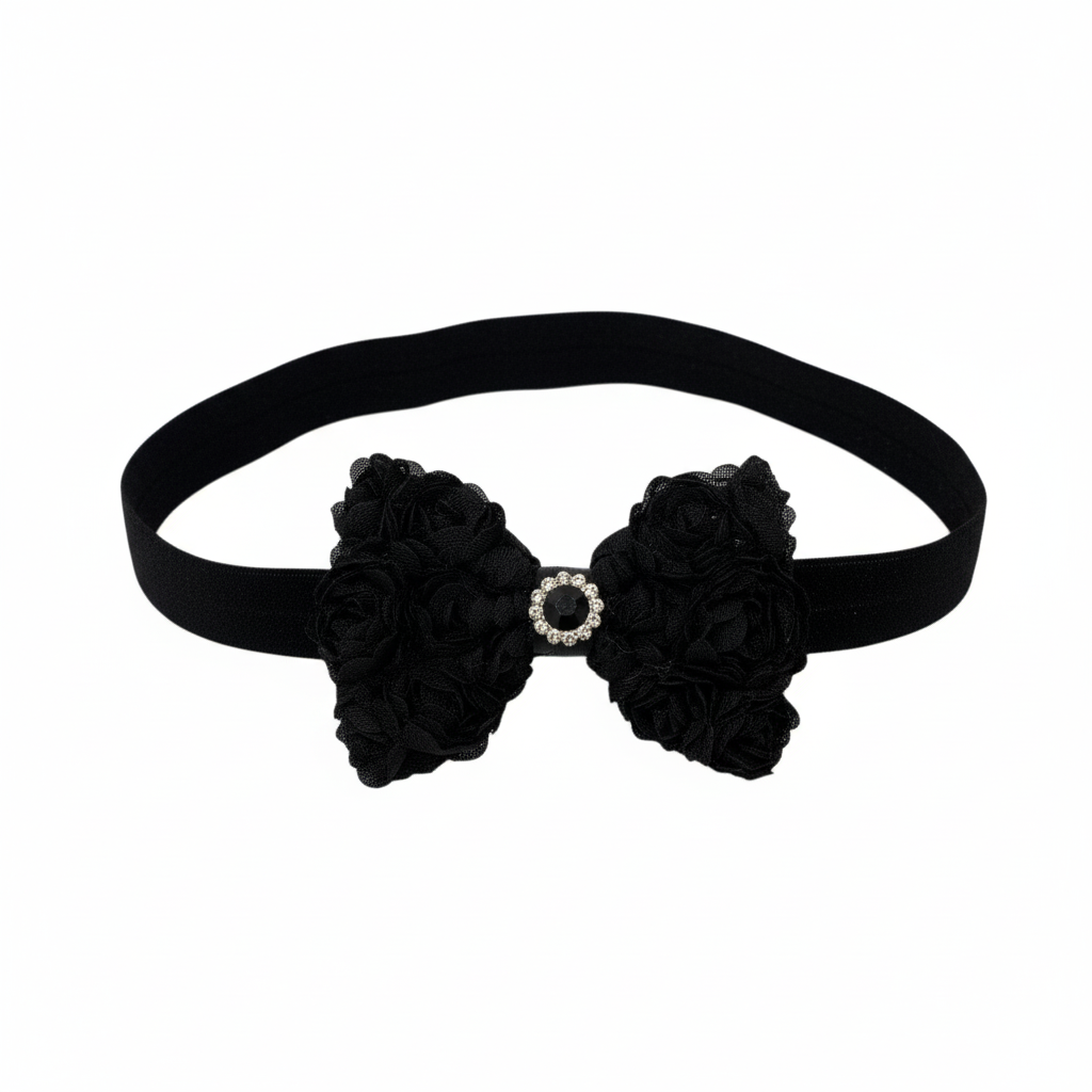 Chiffon black bow on a headband