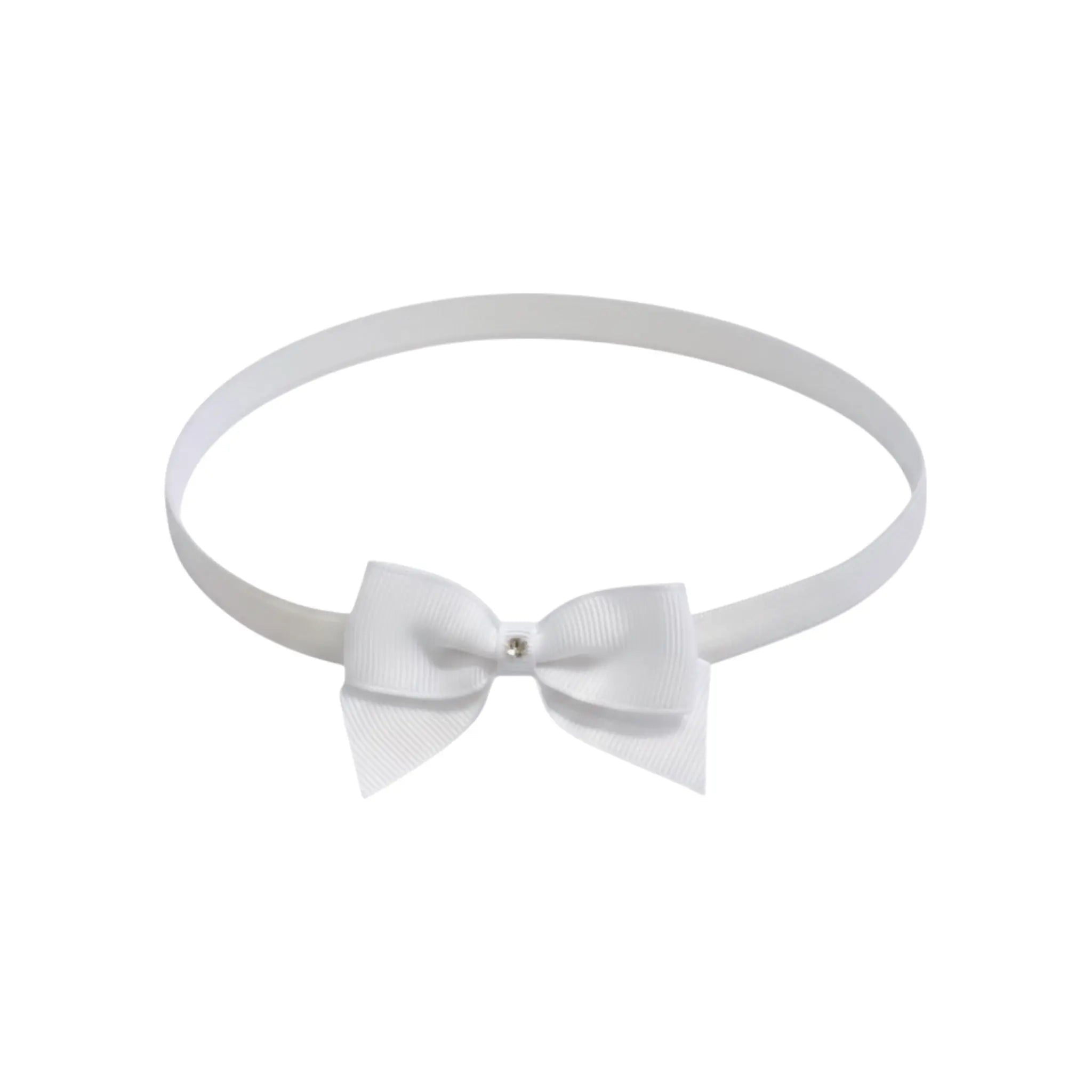 Small white bow with tails on a soft elastic headband Cute Cute
