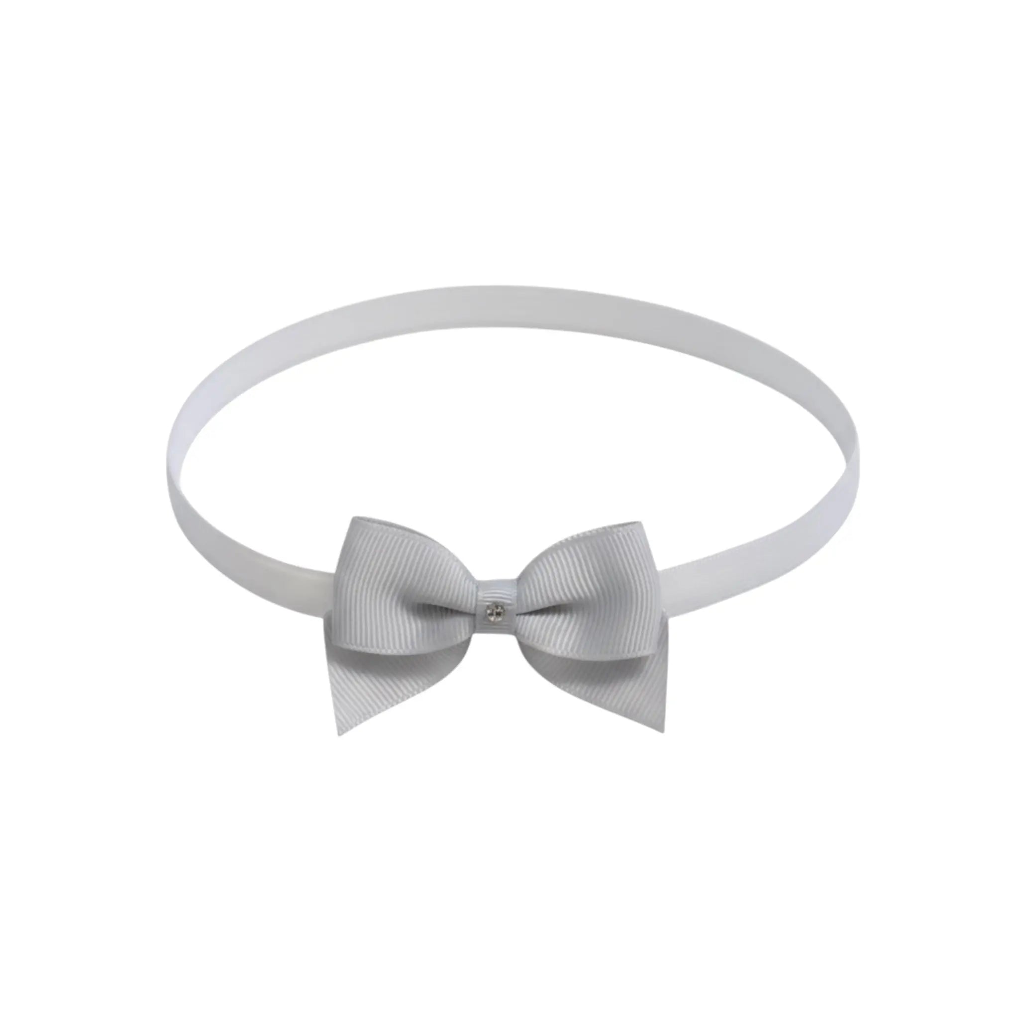 Small gray bow with tails on a soft elastic headband Cute Cute