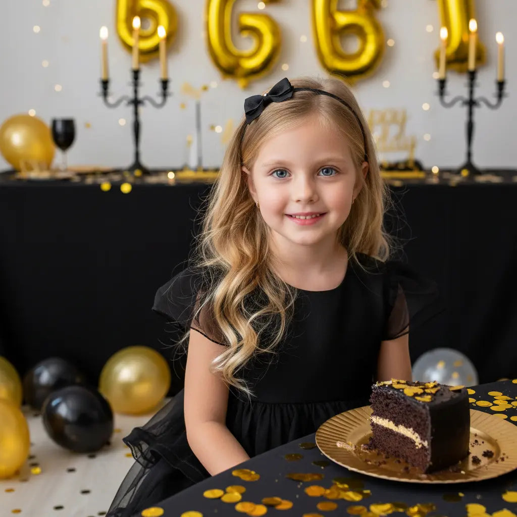 Small black bow with tails on a soft elastic headband Cute Cute