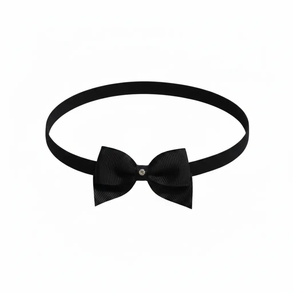 Small black bow with tails on a soft elastic headband Cute Cute