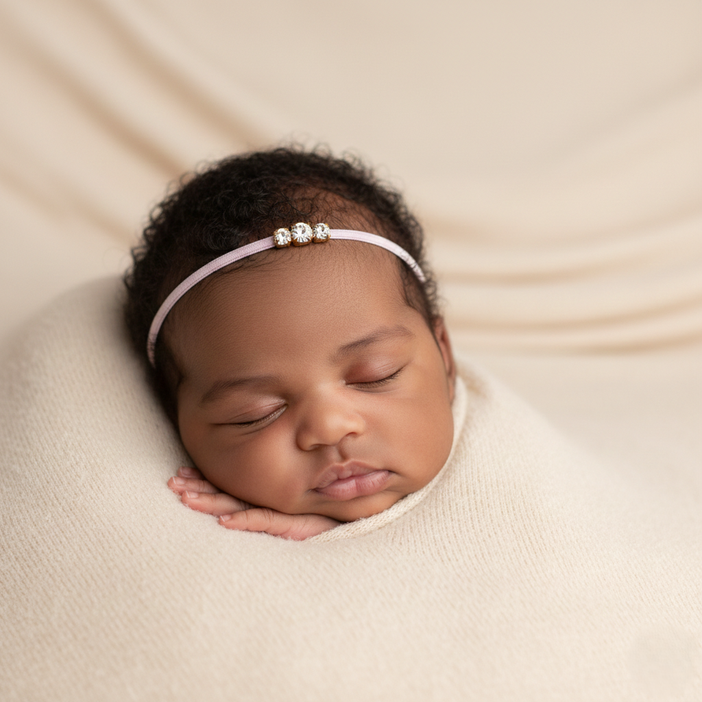 Gold cased diamante on a thin elastic headband