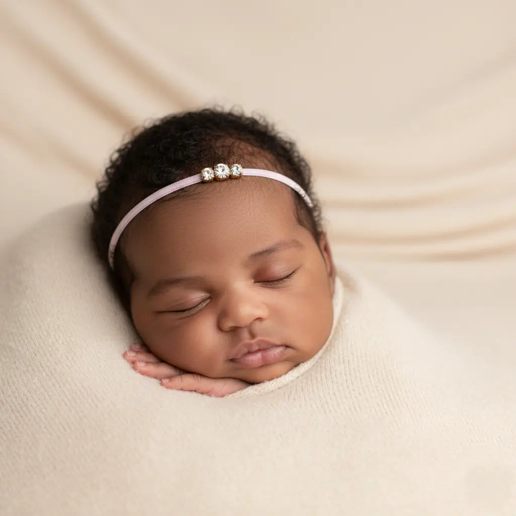 Gold cased diamante on a thin elastic headband Cute Cute