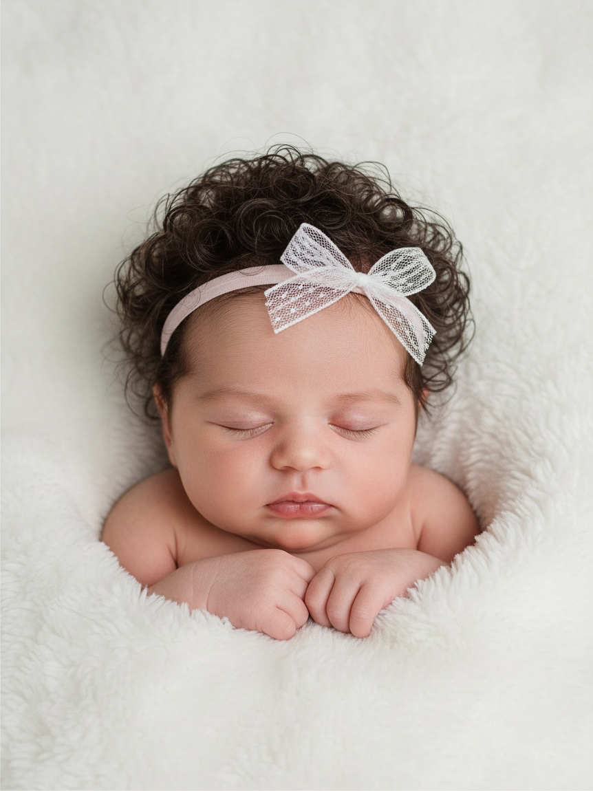 White lace bow on a skinny soft nylon headband