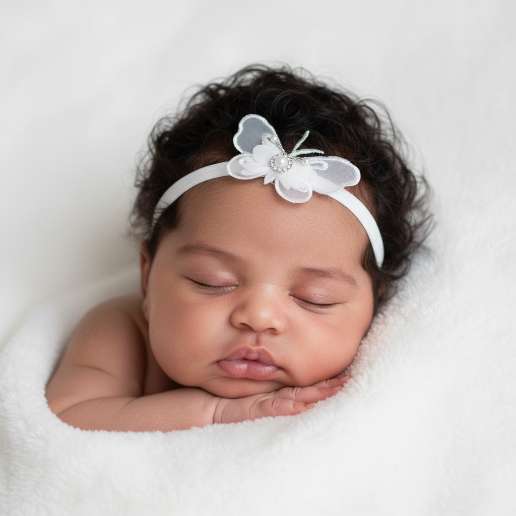 Lace butterfly in off white on a soft headband