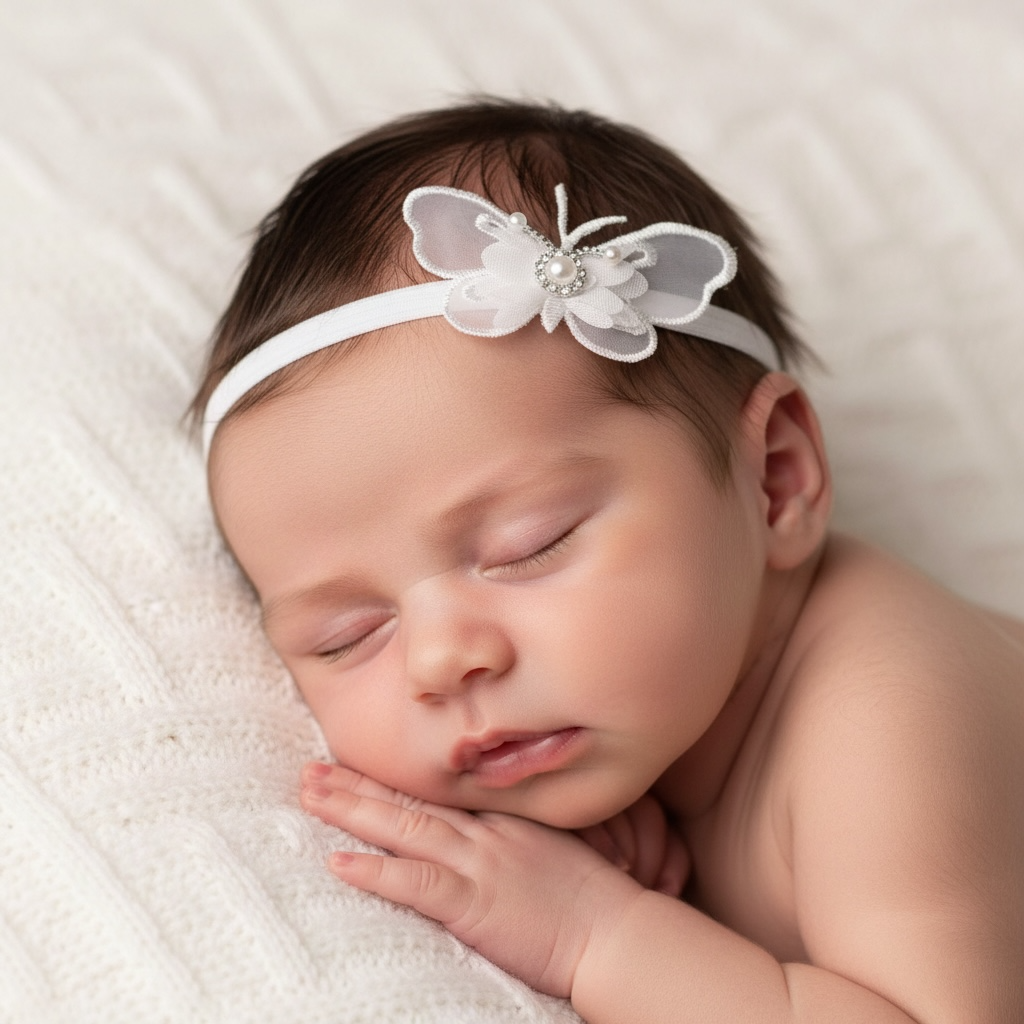 Lace butterfly in off white on a soft headband