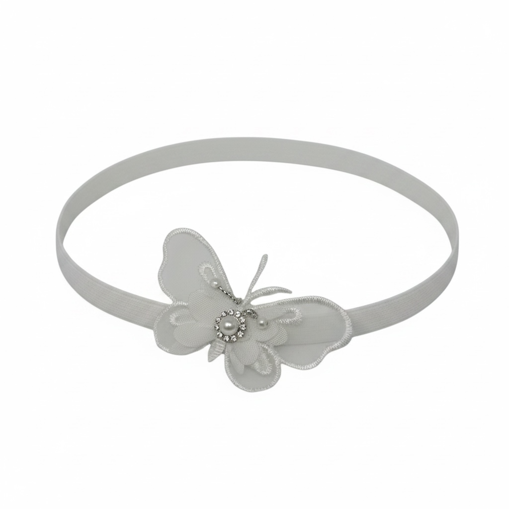 Lace butterfly in off white on a soft headband